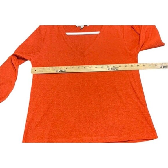 Garnet Hill Pebble Stitch Knit Top Tomato Red Womens Sz XS Cotton Bishop Sleeves - Picture 8 of 8